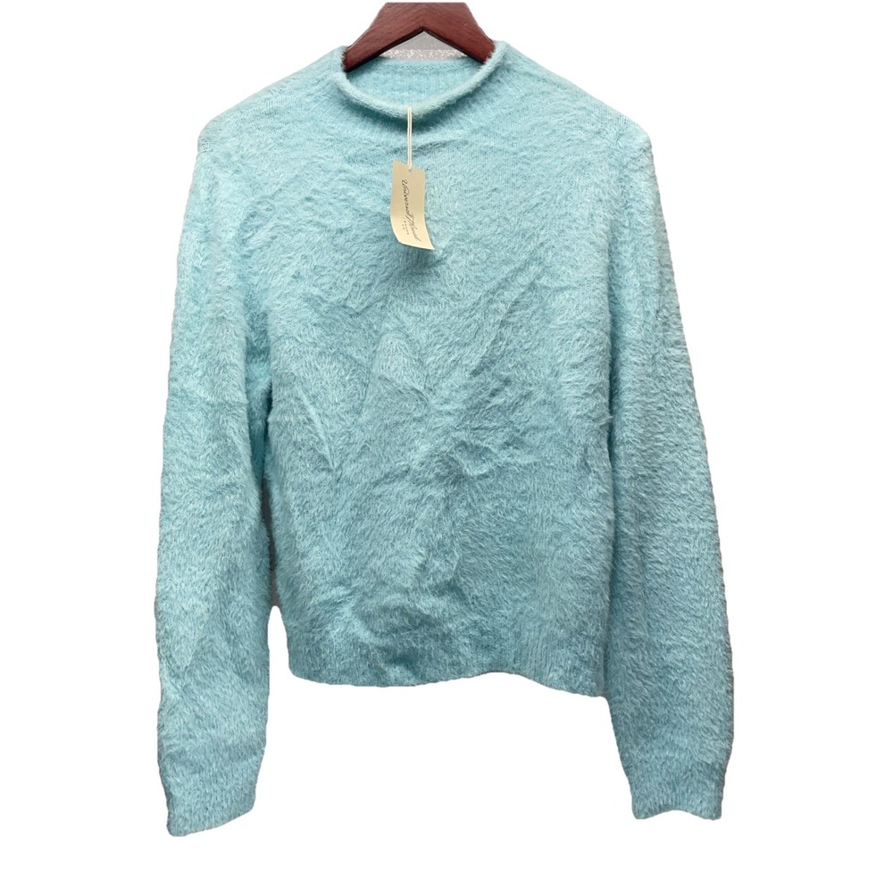 Women's Universal Thread Light Blue Fuzzy Mock Neck Sweater M Cozycore Soft Girl